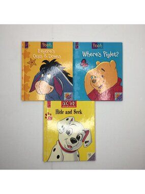 Disney Mouse Works Set of 3 Take-A-Peek Flap Peek-A-Pooh Book Pooh Rolly Eeyore